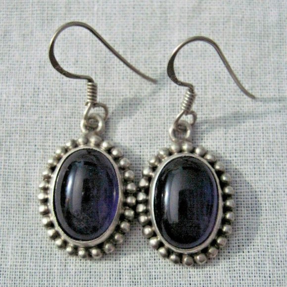 Jewelry - Vintage Sterling Silver Dark Amethyst Earrings